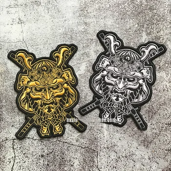 

Japan Samurai Embroidery Patch Double Sword Vikings Warrior Military Armband Tactical Emblem Appliques Embroidered Badges