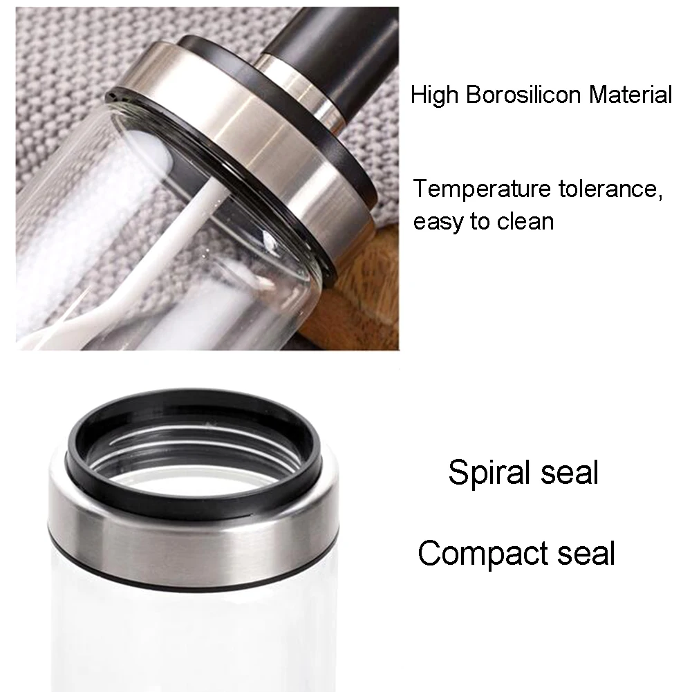 Kitchen Glass Condiment Spice Jar Salt and Pepper Storage Pot Spice Container with Spoon Spice Organizer Kitchen Accessories