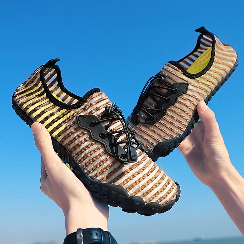 

New Men Woman Beach Swimming Slipper On Surf Quick-Drying Aqua Shoes Skin Sock Striped Water Shoes Summer Outdoor Wading Shoes