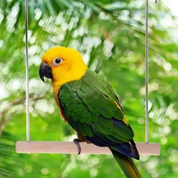 

Bird Perch Standing Swing Parrot Wooden Toy Hanging Swing Cage Parrot Accessories Bird Love Bird Simple Wooden Swing#