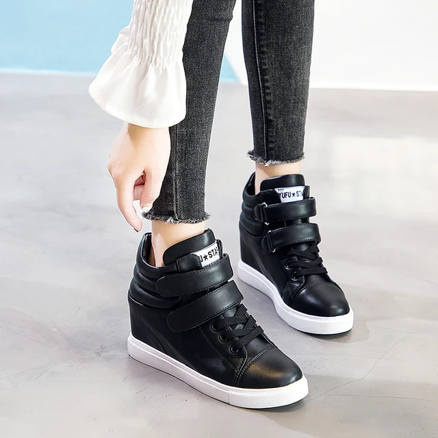 Ash Bowie Leather Wedge Sneaker Black, $199 | Bergdorf Goodman | Lookastic