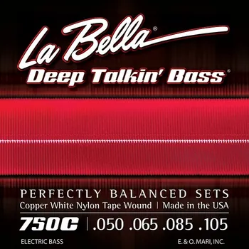 

750C copper white nylon strings for bass guitar, copper/white nylon, 50-105, la Bella