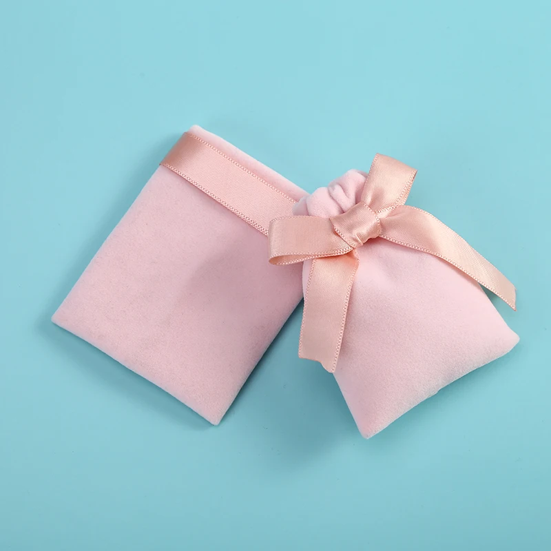 50pcs Jewelry Bag Velvet Bags with Silk Ribbon Jewelry Packaging Pouches for Wedding Party Candy Gift Present Bag Custom Logo