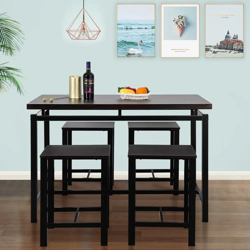 

Dining Table Set With 4 Chairs Restaurant Furniture US Warehouse Home Furniture Fast Shipping Modern