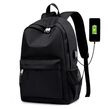 

Black Nylon Man Backpack Teen Usb Charging Men Back Pack Bagpack Big Capacity Student High School Bags for Teenage Boys 2020 New