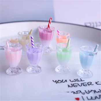 

10Pcs Simulation Juice Cup With Hole Resin Cabochon Kawaii Miniature Figurines Scrapbooking Craft DIY Jewelry Making Accessories