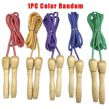 

Gym Exercise Kids Wooden Handle Training Random Color Skipping Rope Toy Outdoor Adjustable Fitness Portable Sports