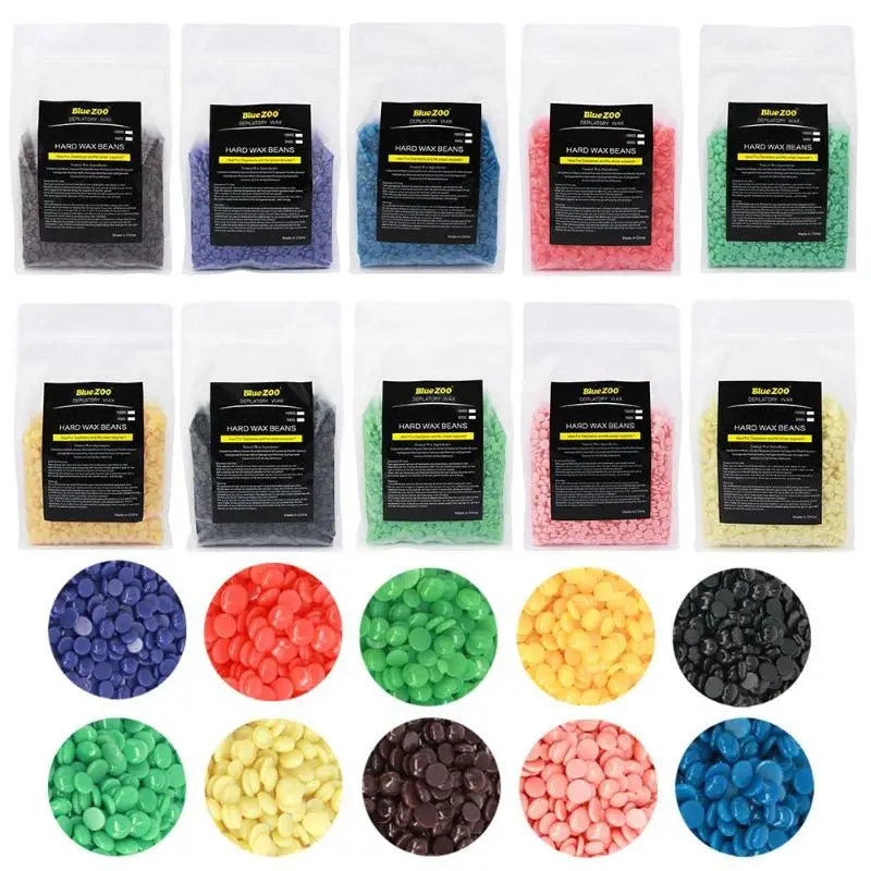 BLUE ZOO 500/1000g Depilatory Wax Bean Pellet Hot Film Hard Wax Bean For Body Bikini Face Hair Removal No Strip Waxing