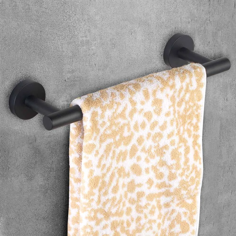 Матовый черный набор из 3 предметов для ванной комнаты из нержавеющей стали настенное крепление-включает в себя 1" полотенцесушитель, держатель для туалетной бумаги, крючок для халата - Цвет: Towel Bar