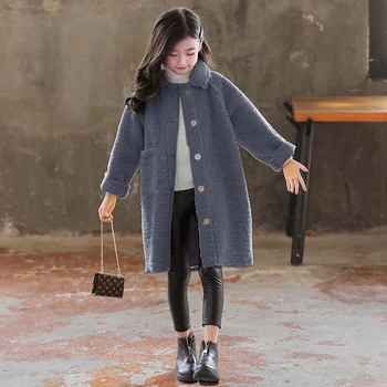 

Kid's Clothes Girls Autumn and Winter 2020 New Style Brand Designer Long Coat Korean Children's Woolen Jacket Girl's Outwear