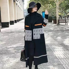 Зимний Длинный блейзер для женщин, формальный пиджак для женщин, для работы, офиса, в клетку, тонкое зимнее пальто для женщин, feminino mujer размера плюс