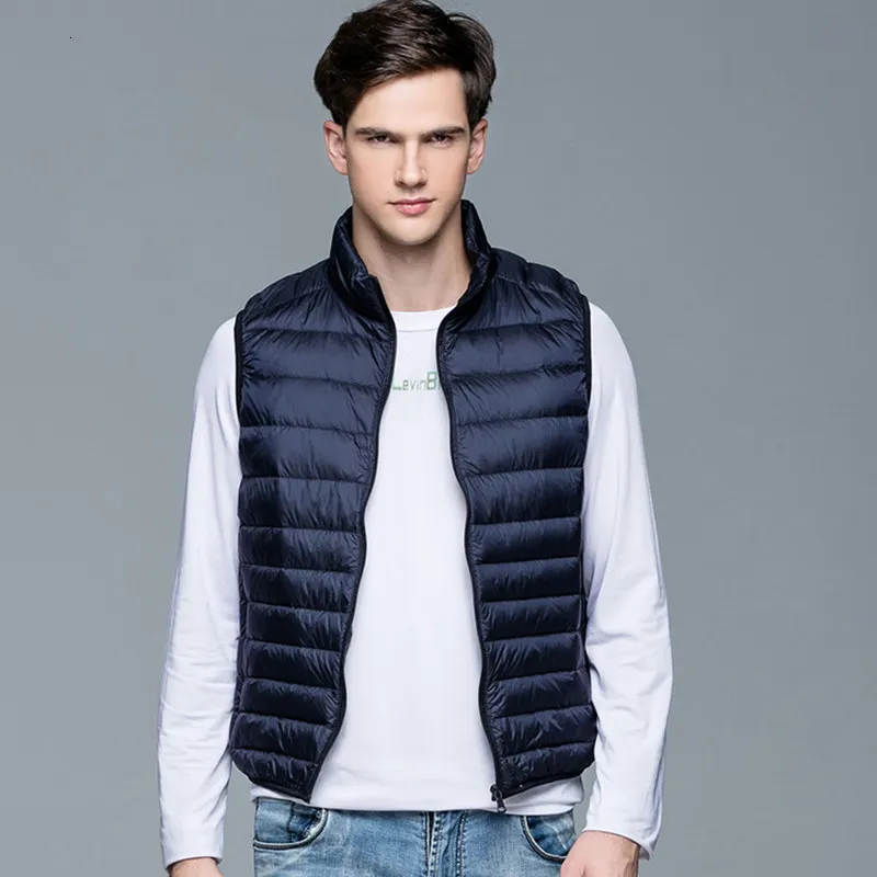 

YICIYA Winter New Men White Duck Down Vest Ultralight Sleeveless Vest Jacket Fashion Stand Collar Men Large Size Loose Vest