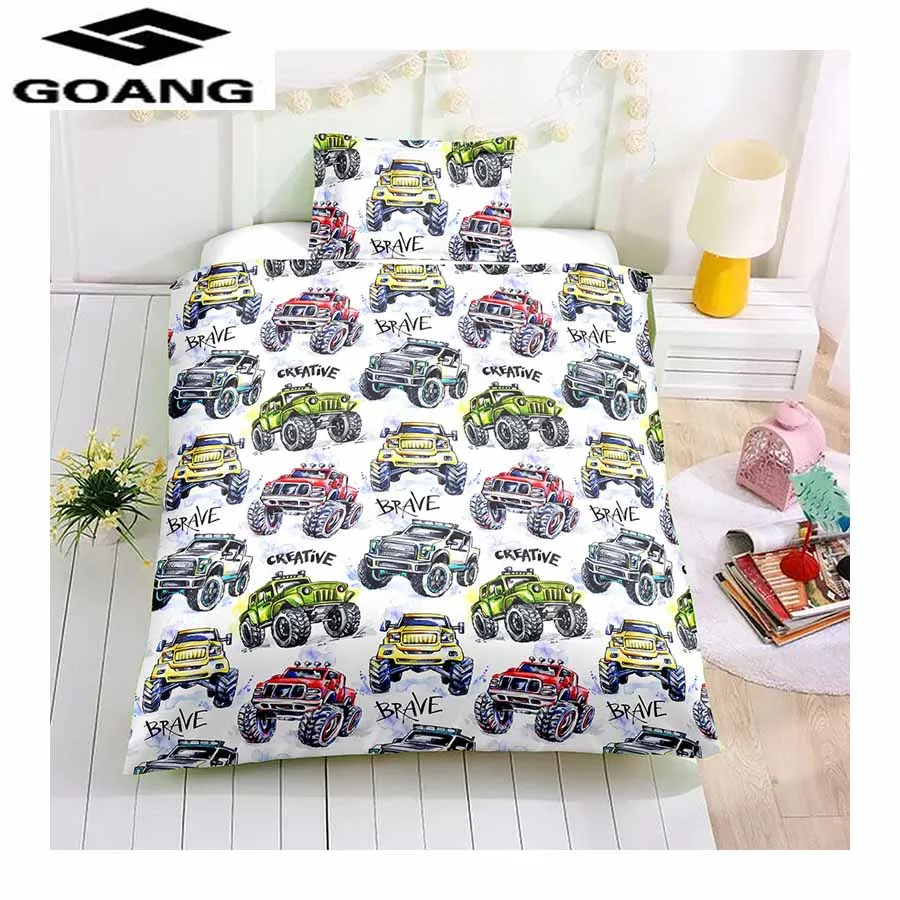 

GOANG bedding set bed sheet duvet cover and pillowcase 3d digital printing Cartoon mini car home textiles boys bedding