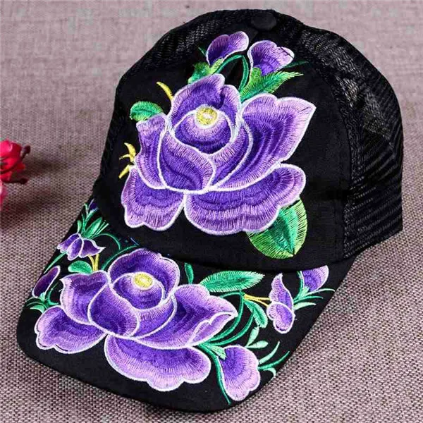 Национальный Ветер вышивка цветы сетки бейсболка Регулируемая Snapback шапки для женщин 112 - Цвет: 3