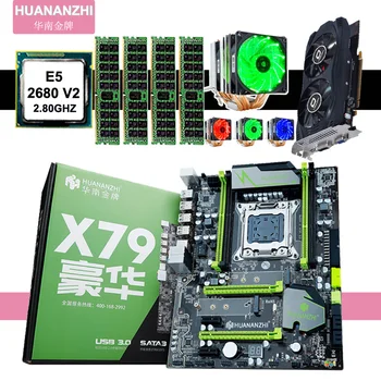 شراءيوصي HUANAN ZHI X79 اللوحة الأم مع M.2 وحدة المعالجة المركزية Xeon E5 2680 V2 مع برودة RAM 16G(2*8G) 1600 RECC GPU GTX750Ti 2G بطاقة الفيديو