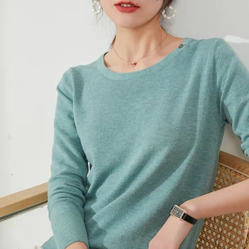 

female sweater knitting jumpers womens t shirt tops full sleeves o-neck soft warm basicshirt short fashion solid casual pullover