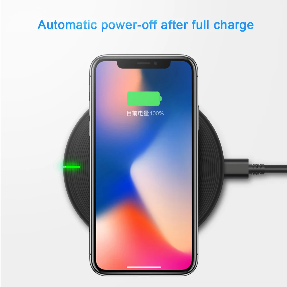 Rocketek 10Вт Ци Беспроводное зарядное устройство для iPhone X / XS Max XR 8 Plus Видимый элемент