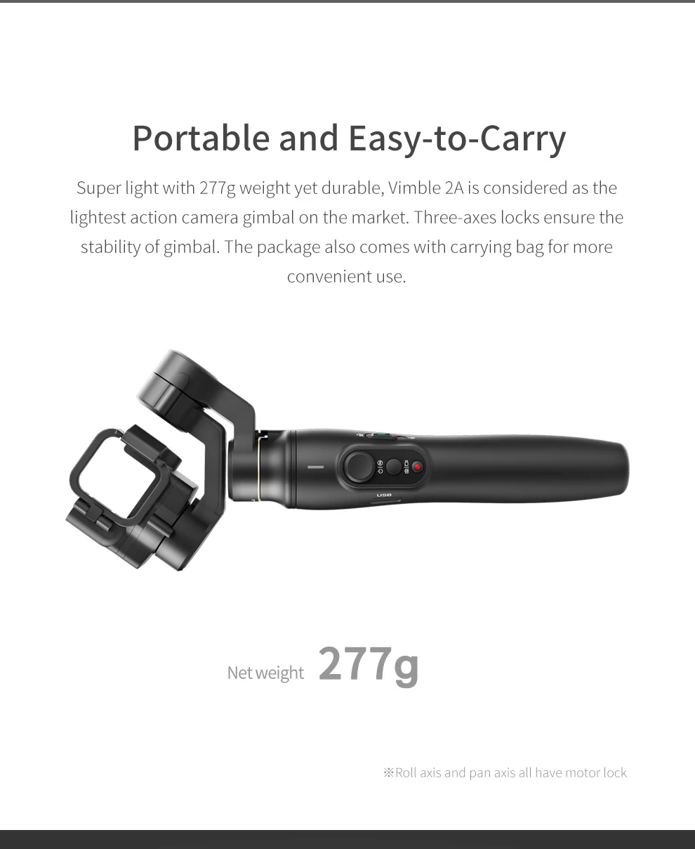 FeiyuTech Feiyu Vimble 2A Экшн камера Gimbal Ручной Стабилизатор с 180 мм удлинитель для Gopro Hero 5 6 7