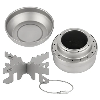 

Lixada Portable Mini Titanium Alcoho Stove with Lid Cross Stove Stand Rack Outdoor Camping Hiking Cooking Alcohol Stove