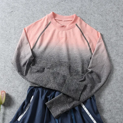pink grey 2 Омбре кроп Топ для тренировок VIP - Цвет: pink grey 2