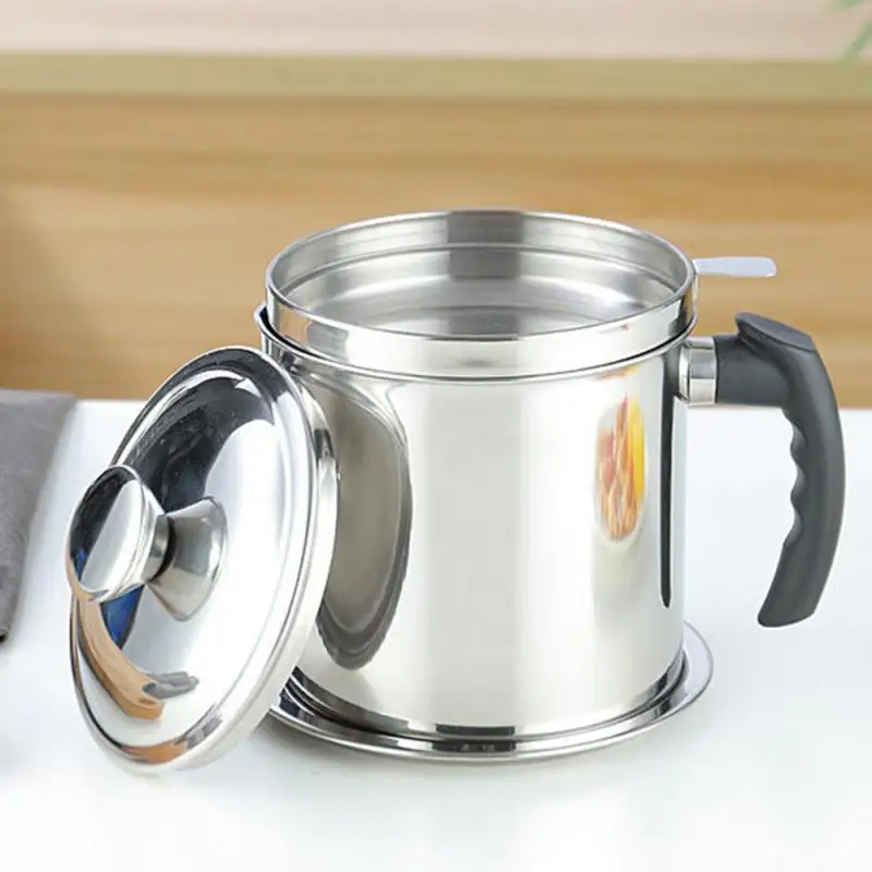 1pcs Kitchen Cooking Tool Oil Filter Storage Can Grease Strainer Pot