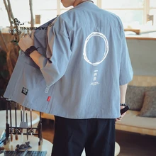 Yukata hommes Kimono Cardigan hommes japonais Kimonos couche de finition Kimono Cosplay Costume imprimer vêtements asiatiques été plage chemises décontractées(China)