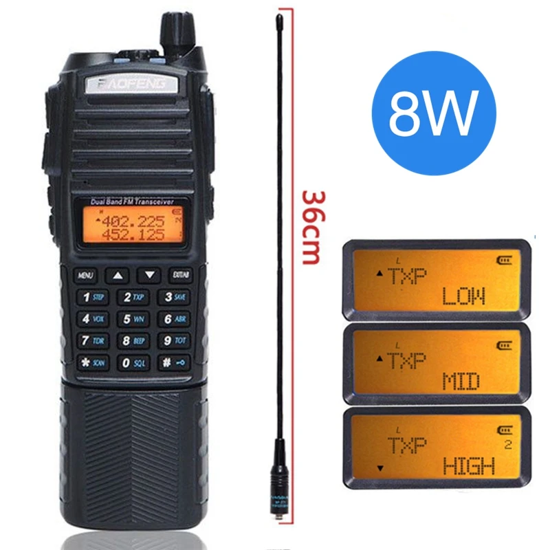 Baofeng UV 82 plus 8 Вт рация 3800 мАч с DC разъемом двухдиапазонный 10 км ручной pofeng UV82 Ham