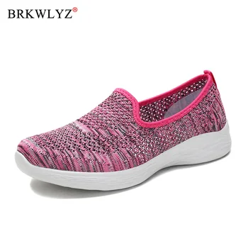

BRKWLYZ 2020 New Fashion Women Shoes Breathable Mesh Summer Loafers Shoes Woman Casual Slip-on Ladies Ballerina Flats Shoes