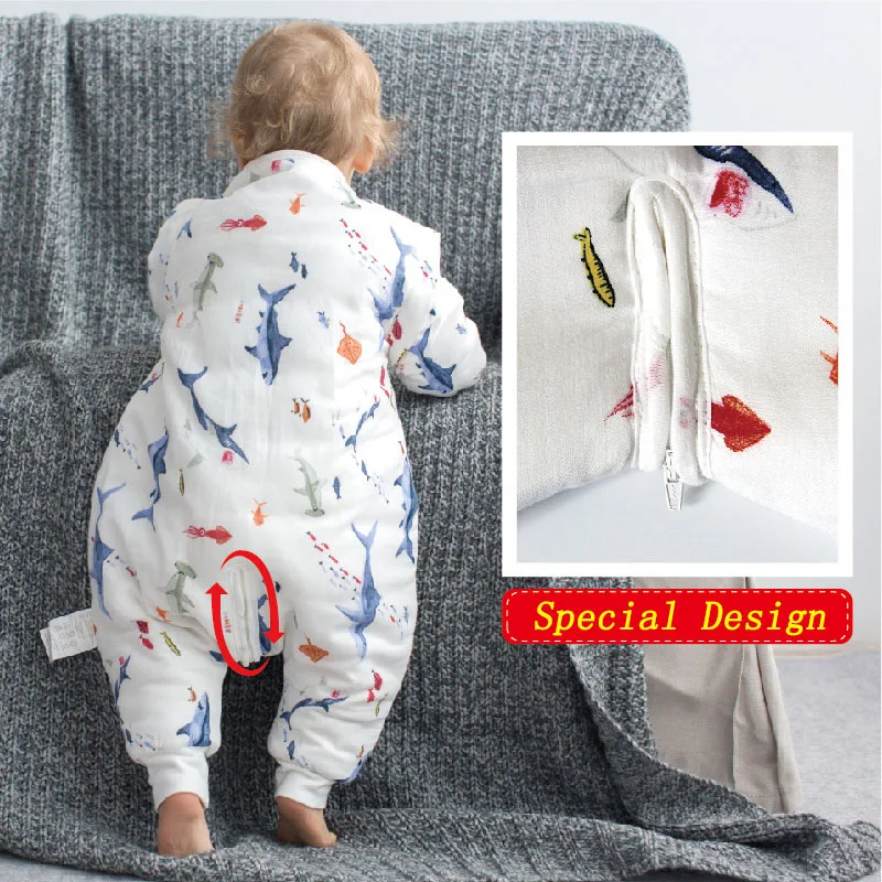 Детский спальный мешок AXA016 6 слойный муслиновый с длинным рукавом детская одежда