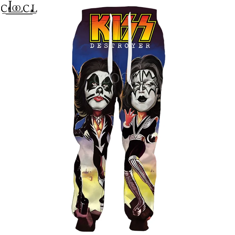 

HX 2020 Newest Hip Hop Rock Metal Kiss Band 3D Print Pants Unisex Fashion Casual All-match Sweatpants Trousers