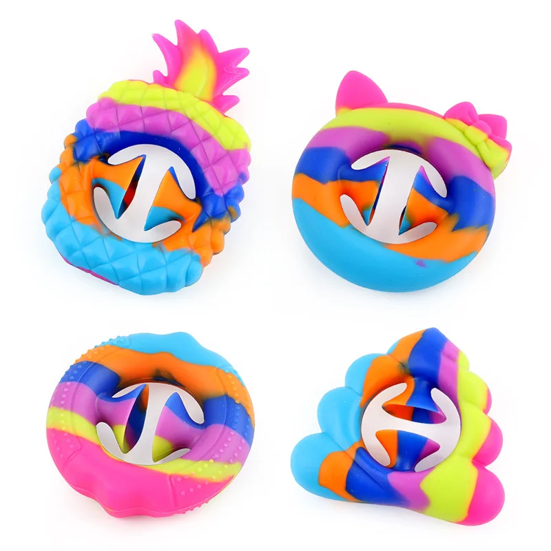 Colored Grip Strength Circle Decompression Toy Pineapple Stool Silicone Sucker Ring Fidget Gift for Anxiety Adult Kids | Игрушки и хобби