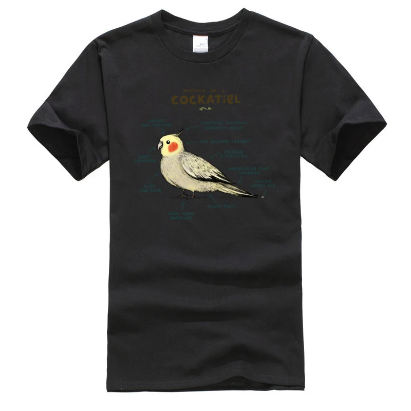 Anatomy of a Cockatiel T-Shirt Biology Schematic Graphic Bird Custom Tops Shirts Man Sweatshirts Fast Shipping | Мужская одежда