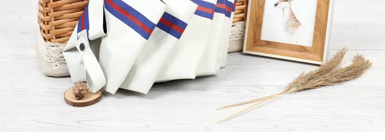 Hipster Stripes Umbrella Three Fold Vinyl Umbrella Sun-resistant UV-Protection Parasol South Korea Women's Personalized& Creati
