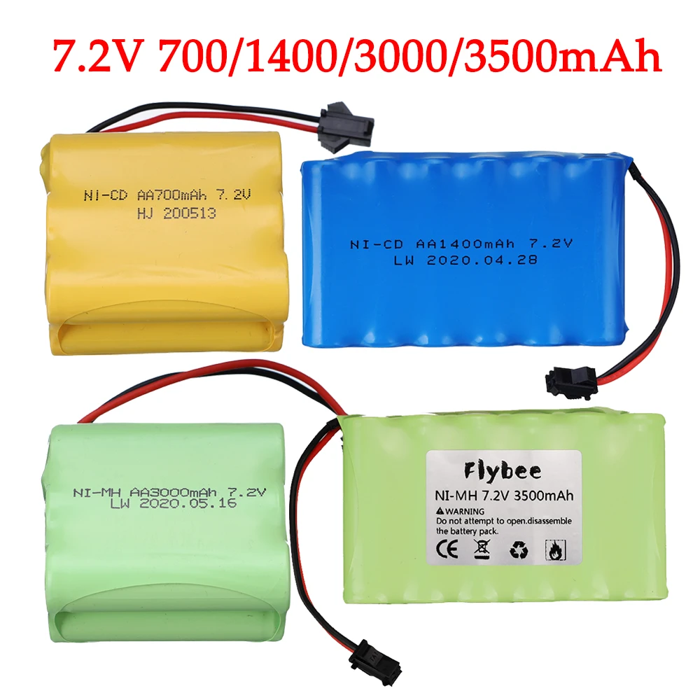 Batteria Ni-Mh Di 7.2 V 3000Mah/1400Mah/700Mah Per La Batteria Ricaricabile Elettrica Telecomandata Del Nicd Del Camion 7.2 V Aa Dell'Automobile Della