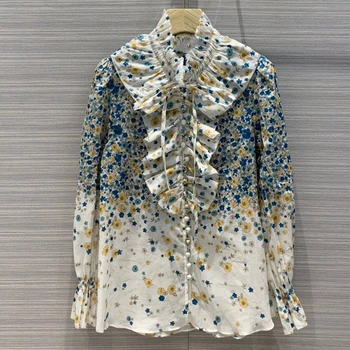 

Elegant Print Blouse For Women Spring Autumn Long Sleeve Blouse 2020 Fashion New Women Blouse