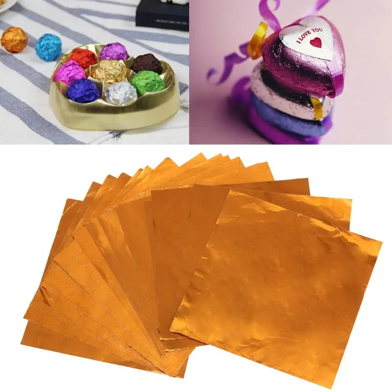 100pcs Aluminium Folie Candy Paket Papier Praline DIY Paket Papier 10X10cm