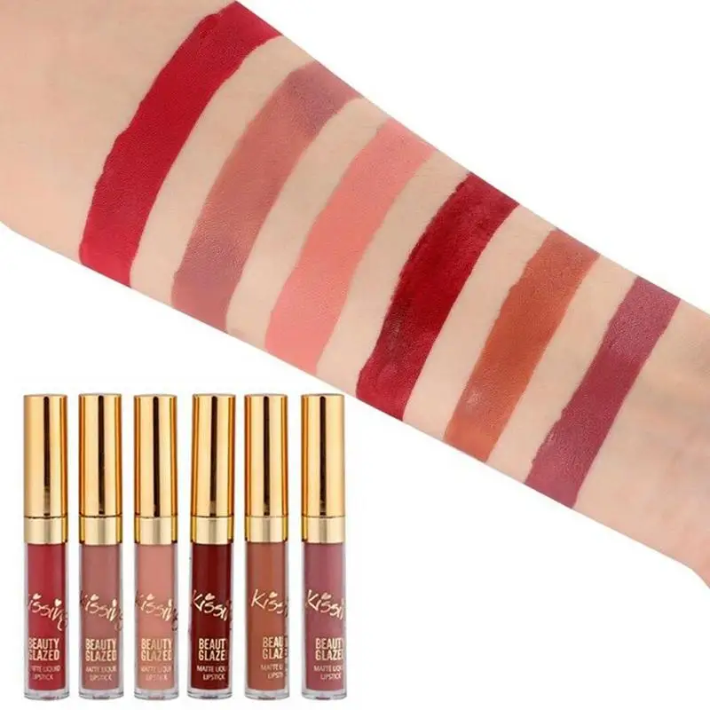 Beauty Glazed 6pcs Women Fashion Liquid Matte Lipstick Velvet Lipgloss Nude Makeup Matte Velvet Natural Moisturizer Lip Glosses Beauty Glazed 6pcs Women Fashion Liquid Matte Lipstick Velvet Lipgloss Nude Makeup Matte Velvet Natural Moisturizer Lip Glosses