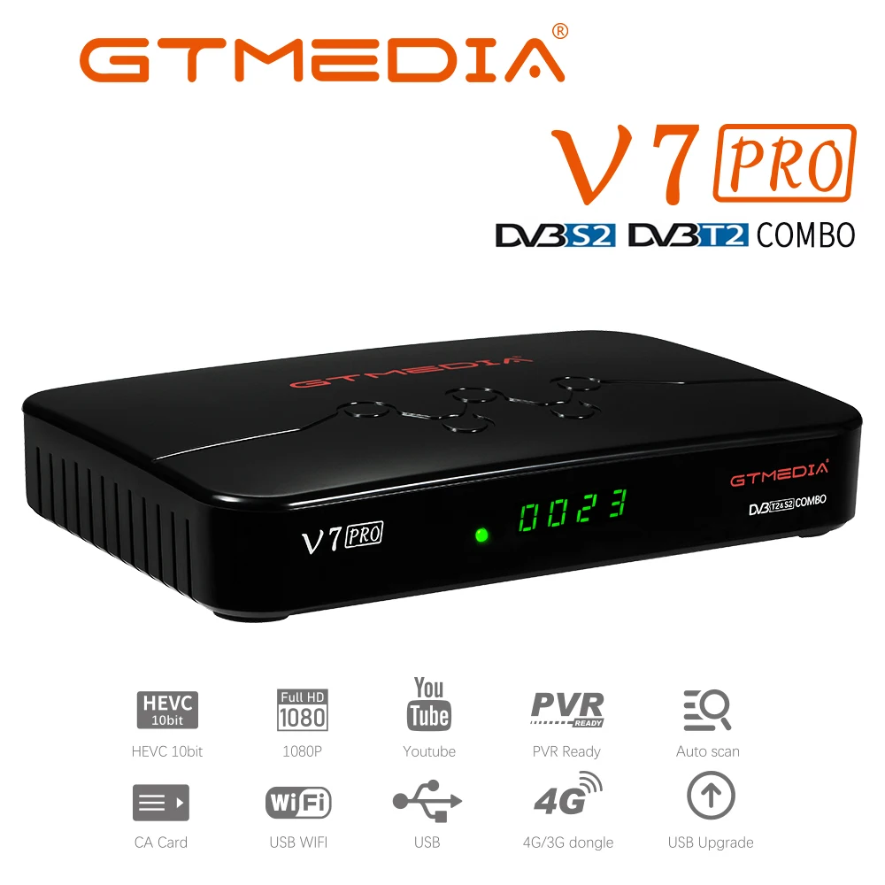 2021 GTMEDIA V7 Pro DVB S/S2/S2X/T/T2 спутниковый комбинированный HEVC 10 битный декодер поддержка
