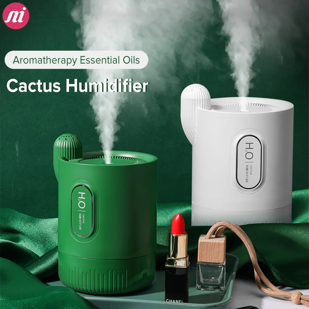 Wireless Air Humidifier Cactus USB Rechargeable Ultrasonic Aromatherapy Diffuser Essential Oils For Home | Бытовая техника