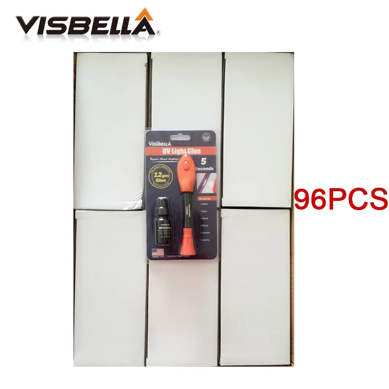 Visbella 96 шт./коробка 5 секунд 4gm + 8gm заправка УФ светильник ручка Клей питание жидкий