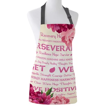 

Flower Text Red Yellow Print Apron Print Unisex Kitchen Bib with Adjustable Neck for Cooking Gardening