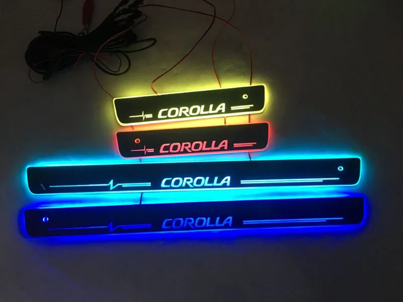 4 шт./применим к Corolla потокового цвета светодиодный светильник порога Добро пожаловать педаль/динамическое освещение автомобиля порог для ToyotaCorolla