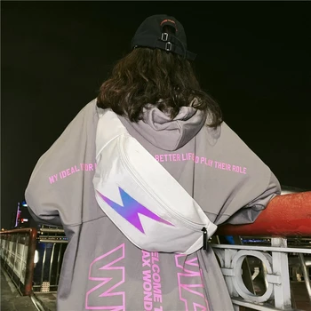 

Reflective Waist Pack Hip Hop Personalized Men Waterproof Travel Sports Chest Bag Casual Outdoor High Capacity Waist Bag DA60YB