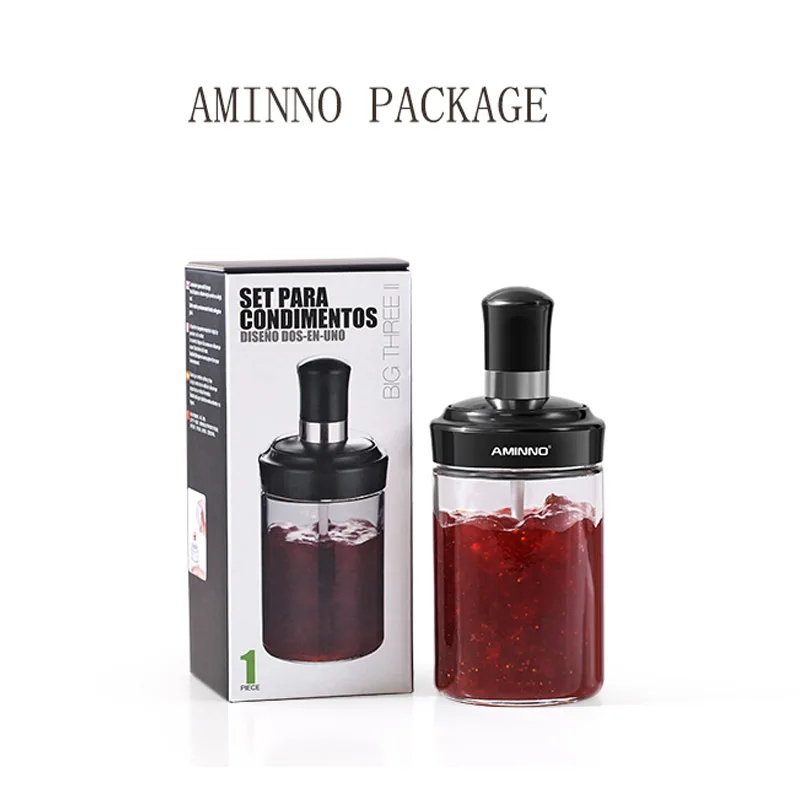 AMINNO Chili Sauce Bottle Seal Glass Seasoning Bottle Ketchup Bottle Honey Jam Bottle 250ml