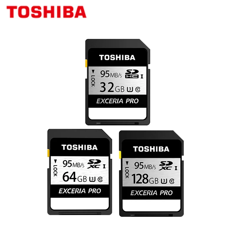 TOSHIBA 128 ГБ sd-карта EXCERIA PRO 64 ГБ 32 ГБ класс 10 UHS-I U3 SDHC SDXC SD карта памяти до 95 МБ/с./с для видеокамеры