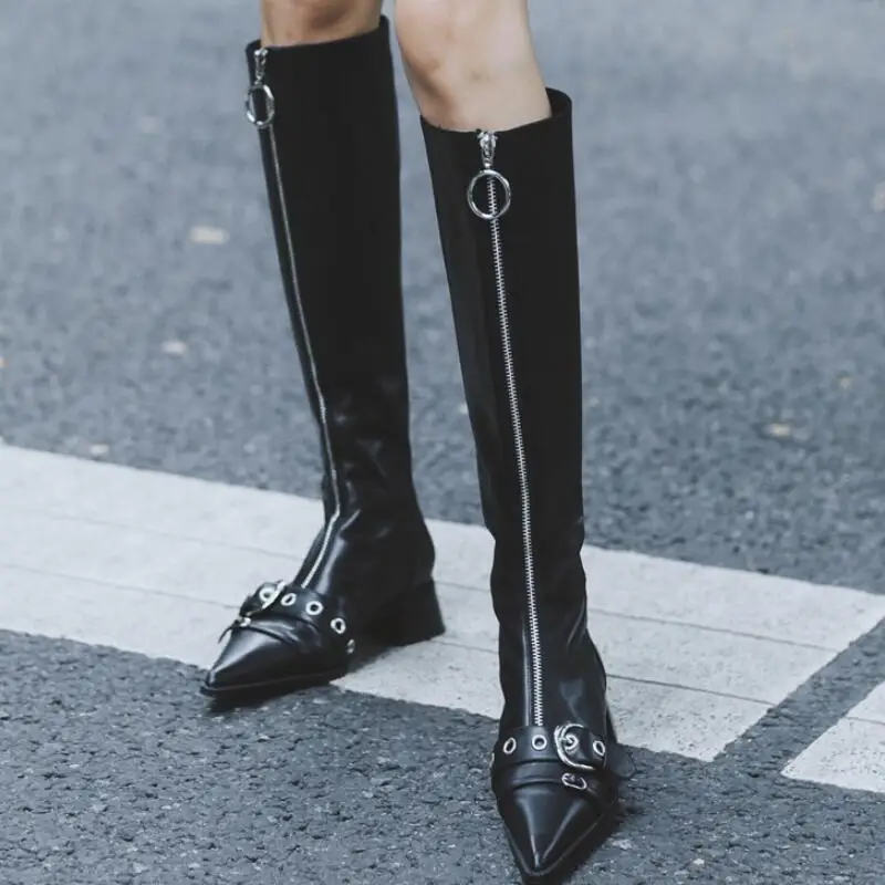 Зимние сапоги на молнии спереди; женские рыцарские сапоги до колена; Botas Mujer; женская обувь; Bota Feminina; Botines Mujer; Zapatos