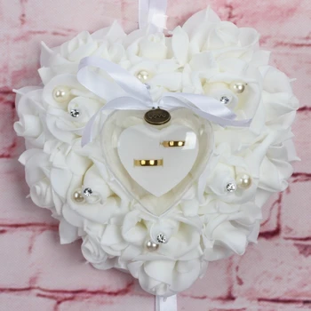 

Ring Box Rose Storage Pads Pillow Heart Shape For Wedding Jewelry Gifts Romantic 634D