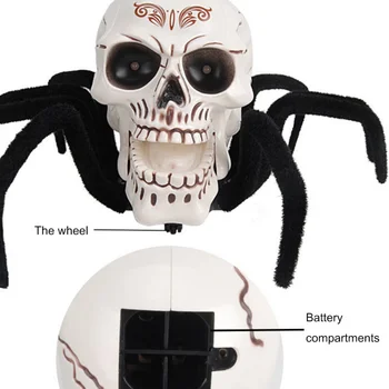 

Tricky Toys Simulation Infrared Remote Control Skull Head Spider Tricky Toy Will Run Skull Head Funny Prank Props Decoration