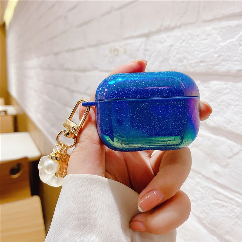 Чехол для наушников Airpods 12 pro с цепочкой в форме жемчуга или капли клея |