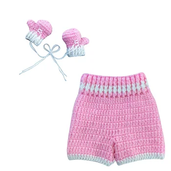 

Newborn Baby Photography Outfits Comfortable Breathable Soft and Elastic Crochet Knit Photo Props Cute Gloves and Pants